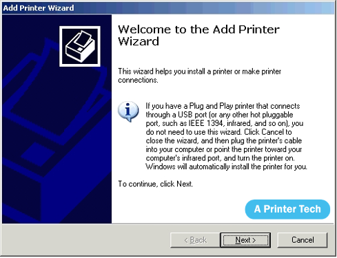 Add printer Wizard