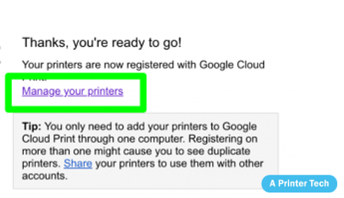 Manager your printer option in google chrome